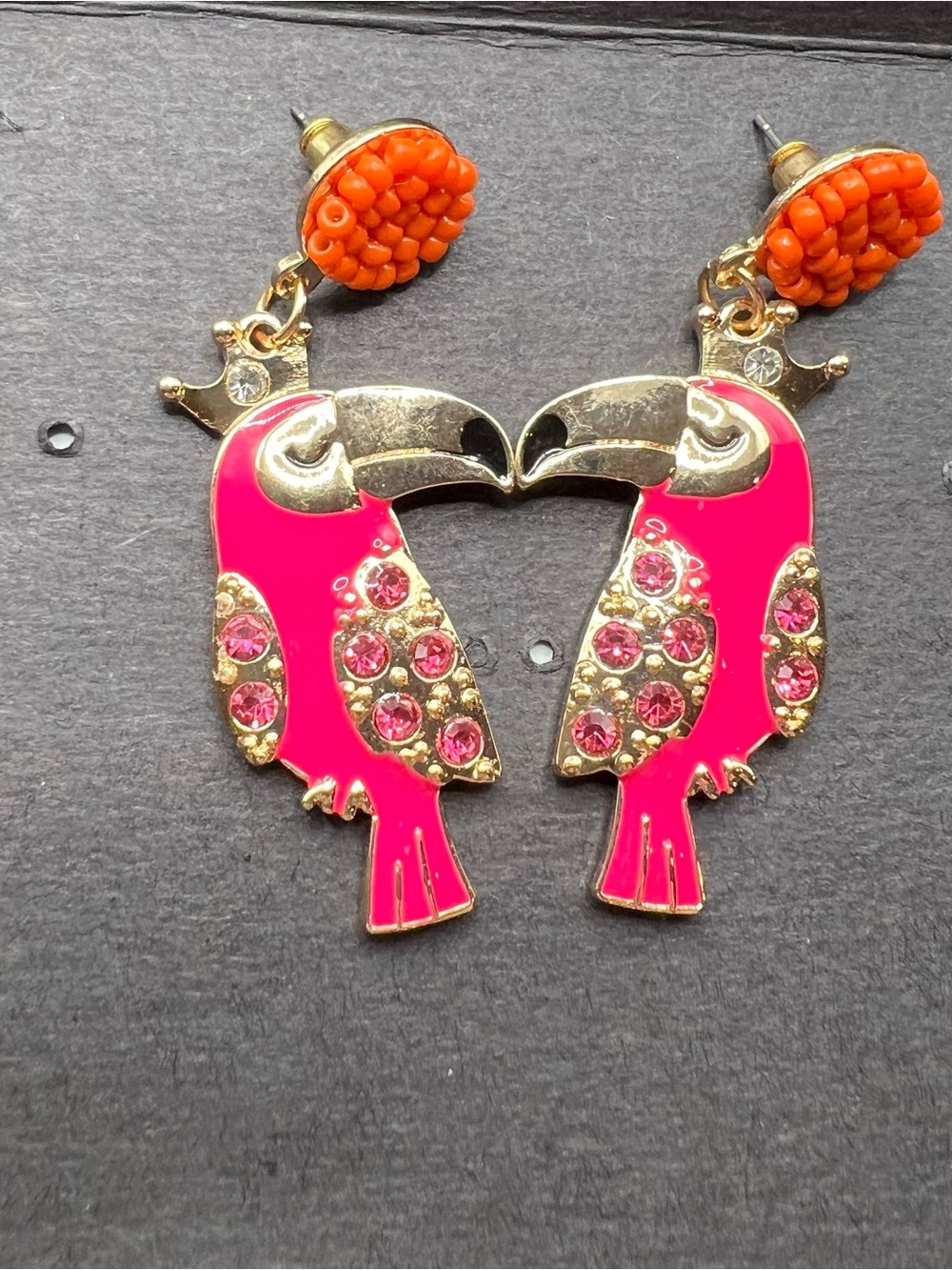 INC International Concepts Pink Parrot Drop Earrings with Orange Accent
